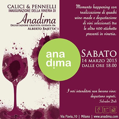 “Calici & Pennelli”, l’evento inaugurale della Vineria di Anadima